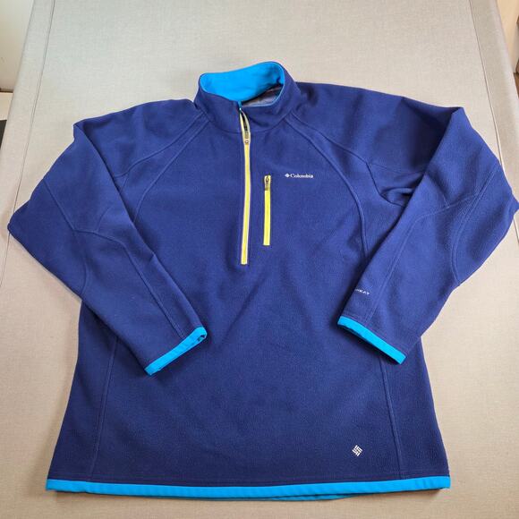 Columbia Omni-Heat 1/4 Zip Pullover Blue Mens Large Approx No Size Tag - Picture 1 of 16